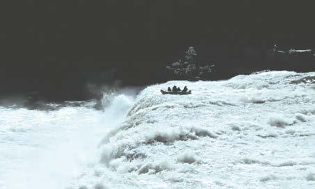 Over a waterfall