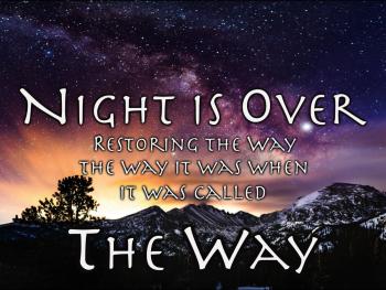 Night Sky over Rockies with "Night is Over" text